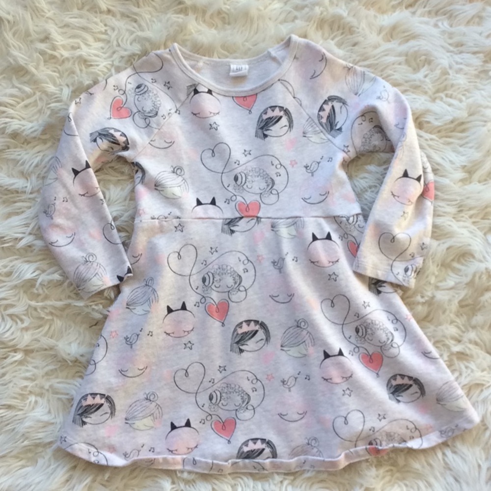 5/$45 Gap girl graphic sweatshirt dress l/s 4